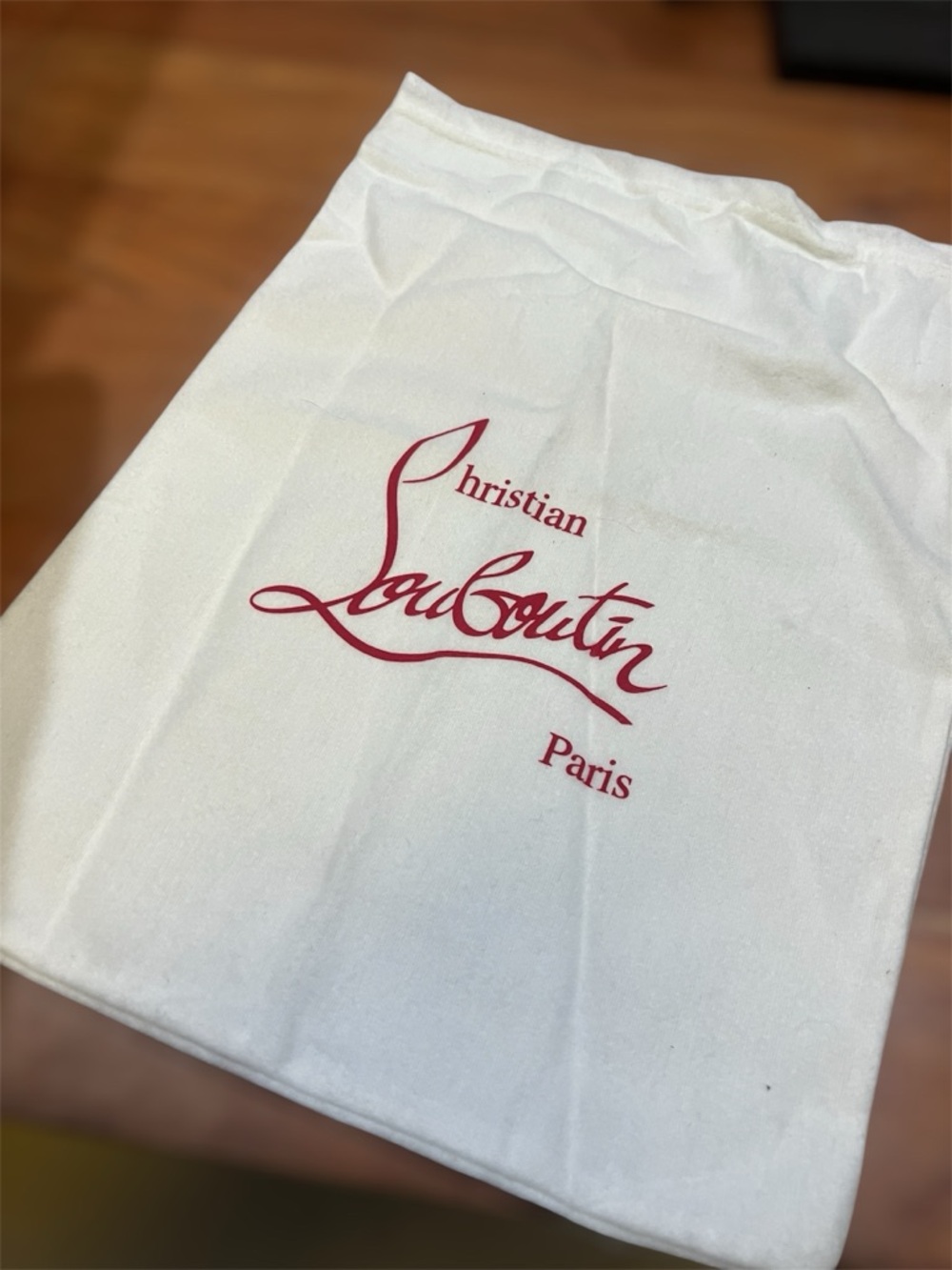 Unused NEW Christian Louboutin White Drawstring Dust Bag with Red Logo